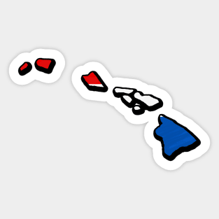 Red, White, and Blue Hawaii Outline Sticker